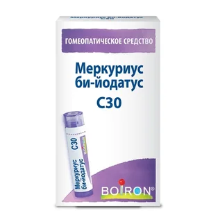 Гомеопатические монокомпонентные препараты мин-хим происх 4 гр гранулы гомеопатические C30 Меркуриус би-йодатус