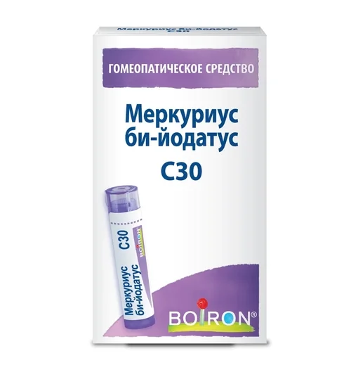 Гомеопатические монокомпонентные препараты мин-хим происх 4 гр гранулы гомеопатические C30 Меркуриус би-йодатус