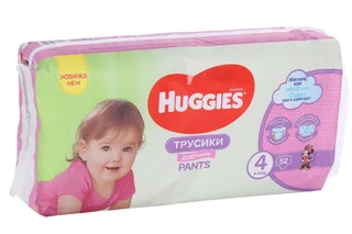 Трусики-подгузники Huggies Мега 4 для девочек 52 шт (9-14 кг)