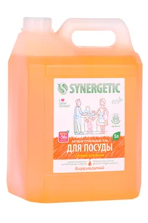 Гель Синергетик для мытья посуды и детских игрушек с ароматом апельсина антибактер 5 л