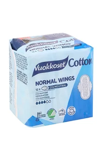 Прокладки Vuokkoset Cotton Normal Wings гигиенические 12 шт