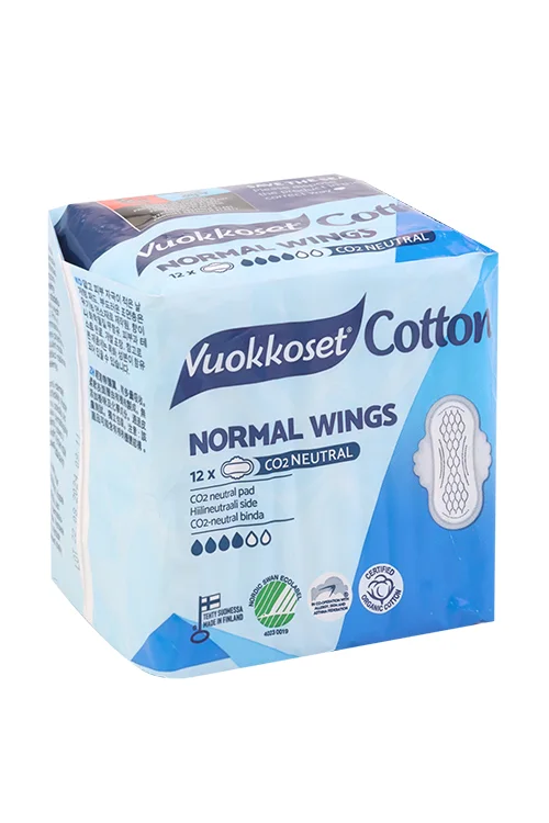 Прокладки Vuokkoset Cotton Normal Wings гигиенические 12 шт