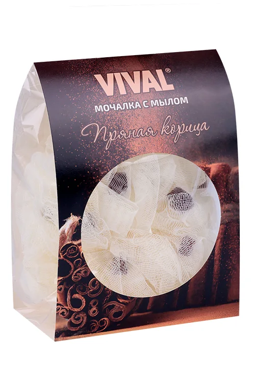 Мочалка Vival с мылом с ароматом корицы 75 гр
