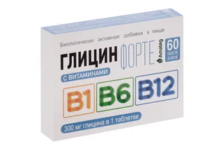 Глицин форте Аматег с витаминами В1/В6/В12, 60 шт, таблетки