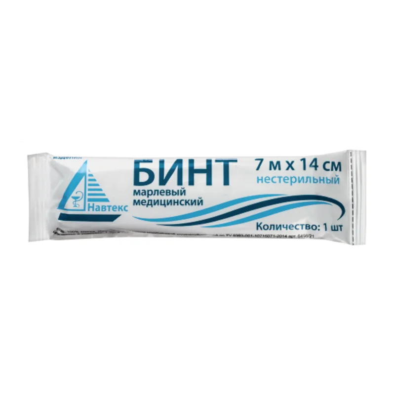 Навтекс Бинт марлевый медицинский нестерильный 7М Х 14 см Инд. уп 1 шт