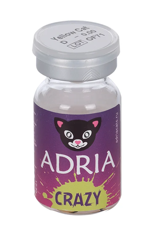 Контактные линзы Adria Crazy квартальные желтая кошка 0,00/14,0/8,6