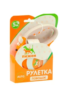 Рулетка "Пижон" с фонариком прорезиненная ручка 5 м до 35 кг оранжевая