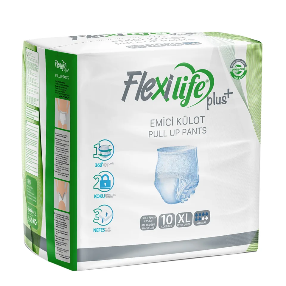 Подгузники-трусы для взрослых FlexiLifePlus одноразовые унисекс 10 шт 120-170 см размер XL
