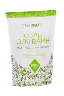 Соль для ванн Synergetic магниево-сульфатная с маслом эвкалипта 1 000 гр