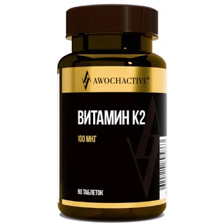 Витамин К2, 100 мкг, 90 таблеток, Awochactive, годен до 11.11.2026