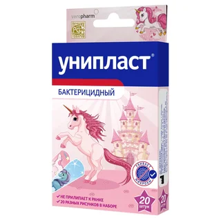 Унипласт лейкопластырь бактерицидный Единороги 20 шт