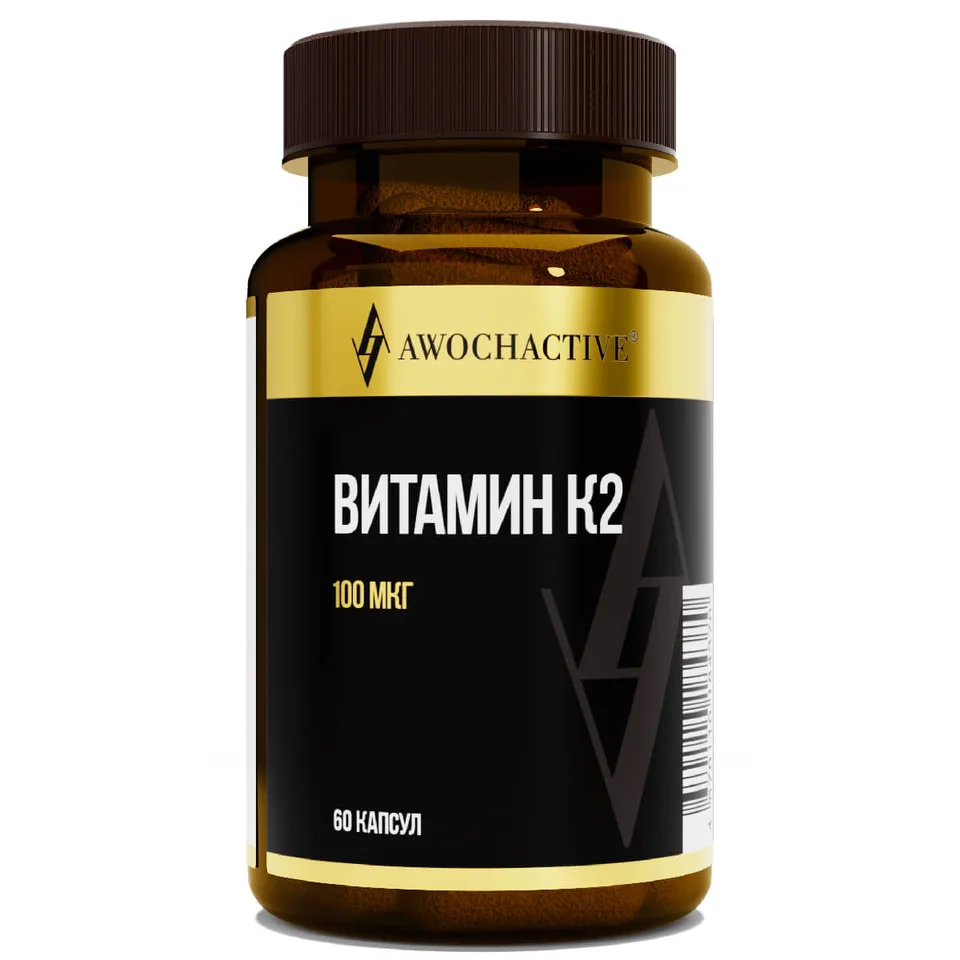 Витамин К2, 60 капсул, 450 мг, Awochactive, годен до 03.12.2026