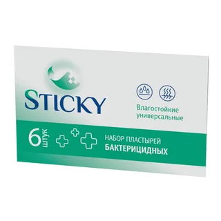 Стики Пластырь Бактерицидный Влагостойкий 1,9×7,2 см 6 шт