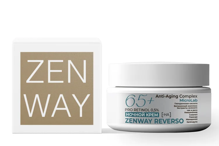 Крем для лица Zenway увлажняющий 65+ c ретинолом и активными биоэкстрактами ночной 50 мл