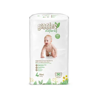 Подгузники детские Giggles Natural, 4 размер (7-18 кг), 50 штук