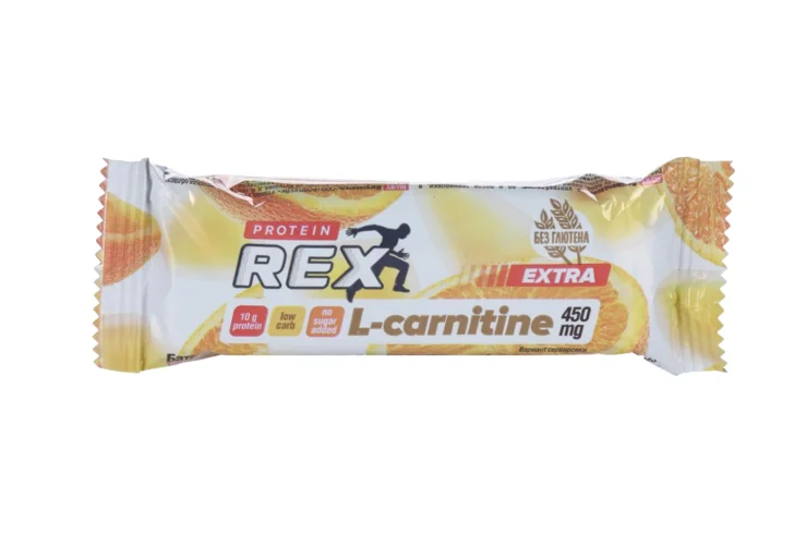Батончик ProteinRex Extra с высоким содержан протеина L-карнитином апельсин, 40 г