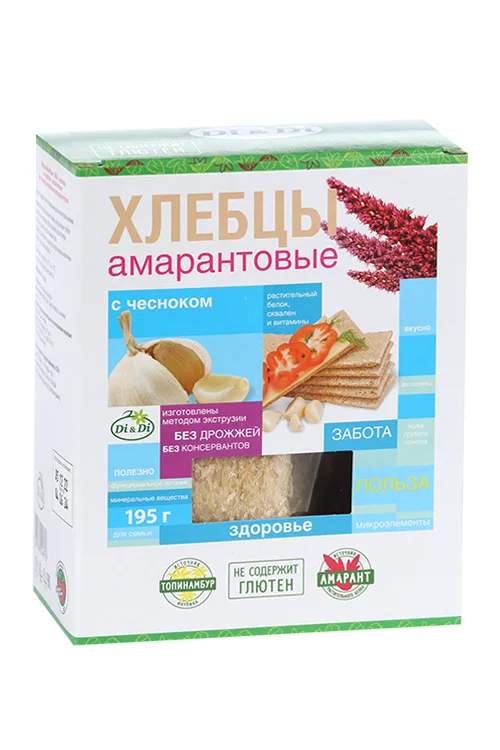 Хлебцы амарантовые Di&Di с чесноком без глютена 195 гр