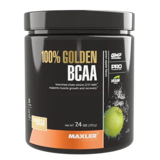 100% Голден Бцаа (Golden Bcaa), вкус Зеленое яблоко, 210 г, Maxler