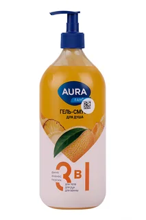 Гель-смузи для душа Aura Family 3в1 дыня / ананас / персик 1 л