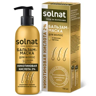 Solnat Никотиновая кислота 2% бальзам-маска для волос с маслом арганы 150 мл