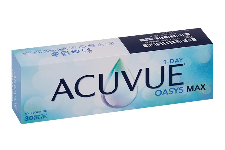 Линзы Acuvue Oasys 1-Day Max контактные R 8,5 D1 4,3 (диоптрия -1,0) 30 шт