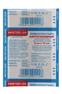 Пластырь Мастер Юни бактериц 6×10 см на нетканой основе