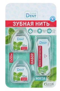 Набор Oleos зубная нить 50м 2 шт+ флосс-зубочистки 10 шт
