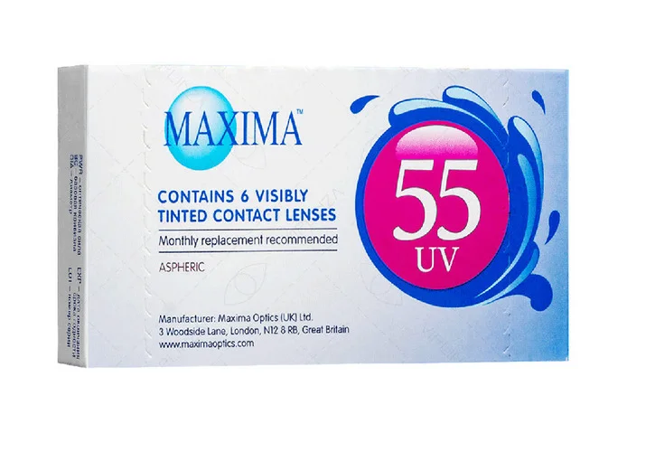Линзы Maxima 55 UV контактные мягкие R 8,6 Dia14,2 (диоптрия -7,5) 6 шт