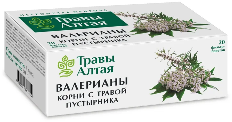 Валерианы корни с пустырником серии Алтай 1,5 гр 20 шт