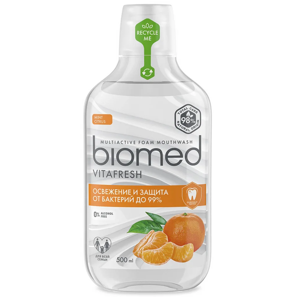 Комплексный натуральный ополаскиватель для полости рта «Biomed Цитрус Фреш» 500 мл Biomed