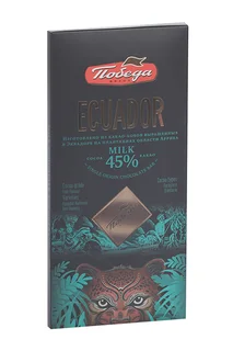 Шоколад Эквадор Милк (Milk) 45% какао молочный, 90 г, Победа