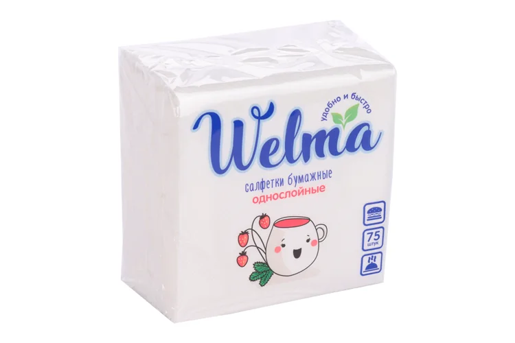 Салфетки Welma бумажные однослойные 75 шт в ассортименте