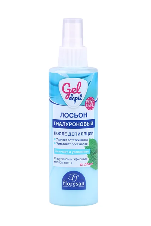 Лосьон Floresan двухфазный гиалурон с азуленом и эфир маслом мяты п/депиляции 200 мл