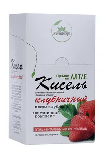 Кисель Сладкая ягодка витаминизированный клубничный сухой 20 г, 10 шт, Алтайская чай комп