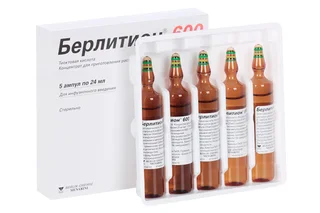 Берлитион 600 25 мг / мл 24 мл 5 шт концентрат для приготовления раствора для инфузий