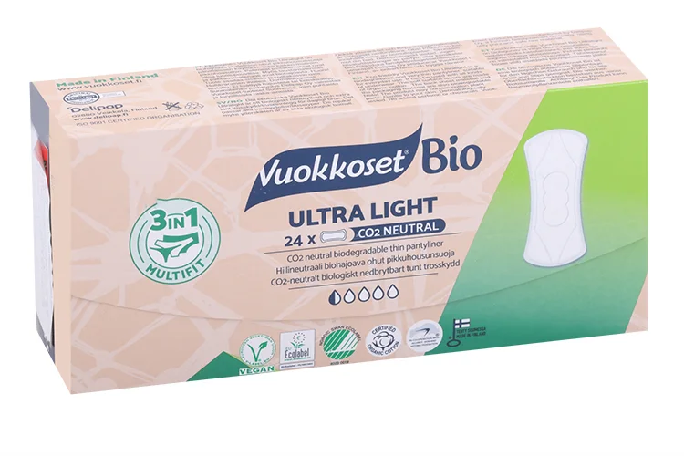 Прокладки Vuokkoset Bio ultra light гигиенич ежедн без крылышек 24 шт