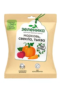 Овощной перекус из моркови, свеклы и тыквы Зеленика, 30 г