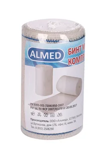 Бинт Almed мед эласт компресс в/раст с двумя металл клипсами 1,5м х 80 мм