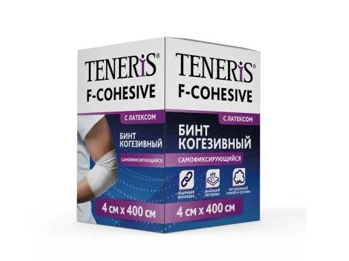 Тенерис Ф-Когезив бинт когезивный ткан. с латексом 4×400 см