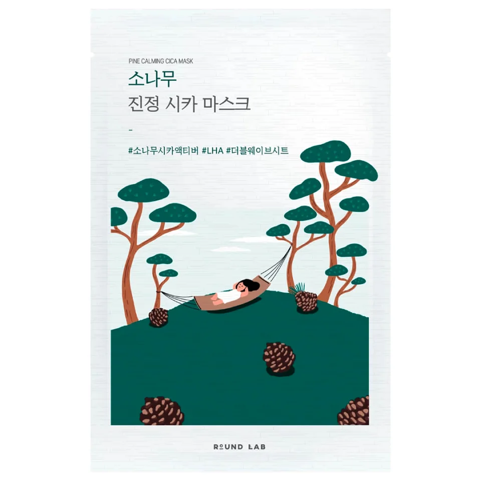 Успокаивающая маска с экстрактами сосны и центеллы Pine Calming Cica Mask Sheet 27 мл*10 шт Round LAB