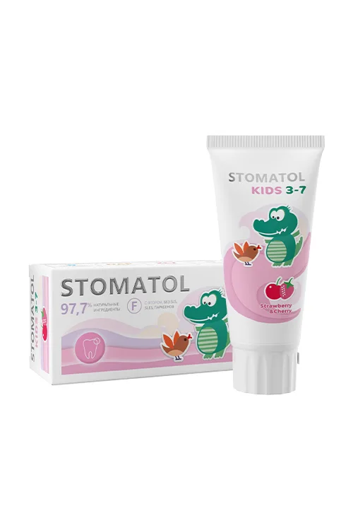 Зубная паста Stomatol детская 3-7 лет Strawberry & cherry,50 гр