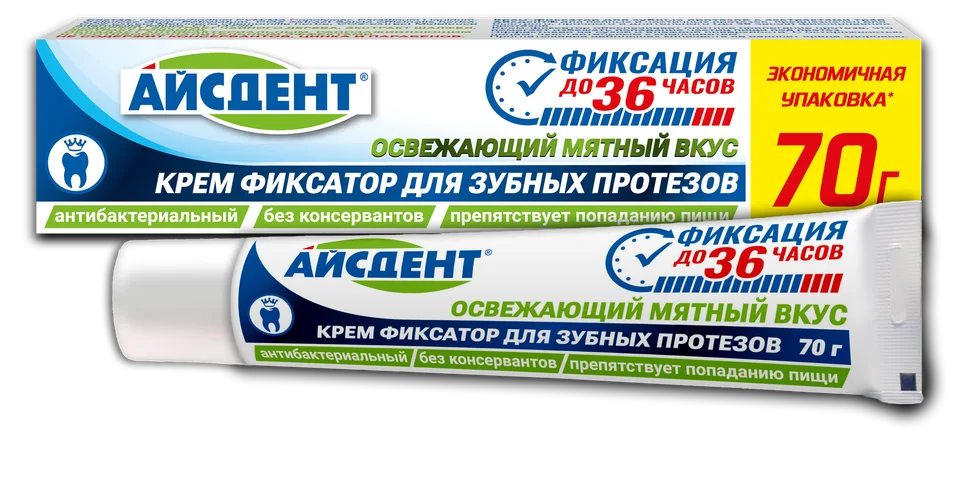 Айсдент крем-фиксатор для зубных протезов освежающий мятный вкус 70 гр