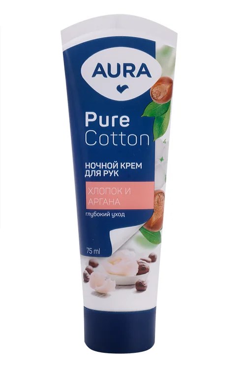 Крем Aura Pure Cotton глубокий уход для рук ночной 75 мл