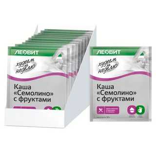 Каша Семолино с фруктами Худеем за неделю 12 шт по 50 гр Леовит
