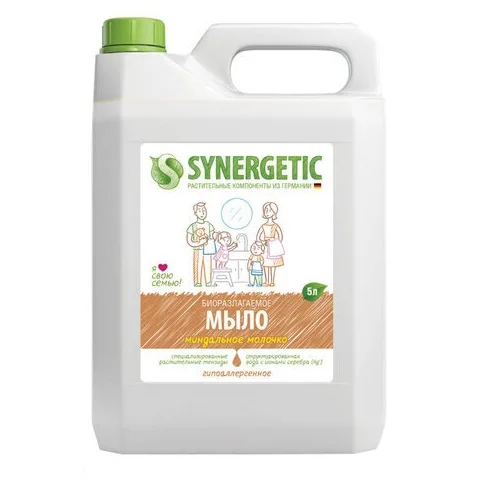 Мыло жидкое Synergetic для рук и тела миндальное молочко 5 л
