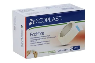 Пластырь Экопласт Ecopore ме для фикс / неткан 1,25 см × 5 м