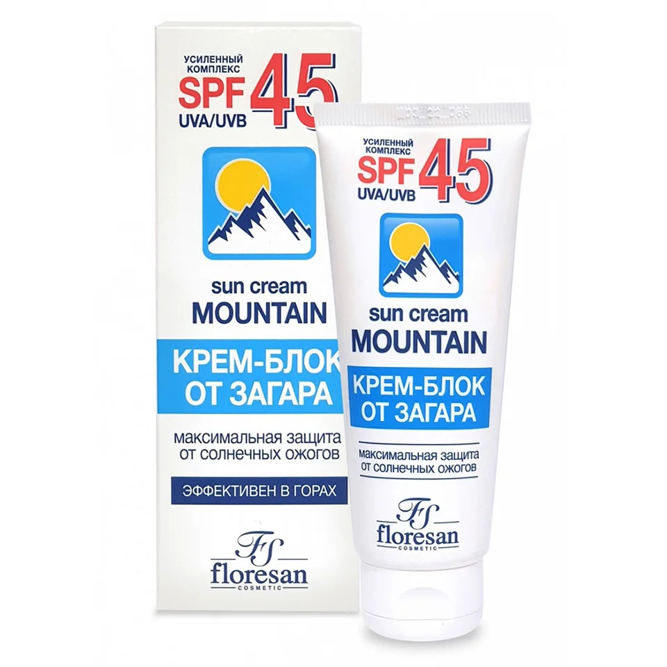 Крем блок от загара водостойкий, SPF 45, 60 мл, Floresan