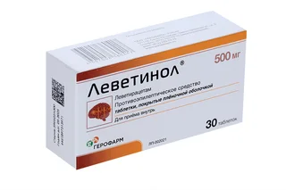Леветинол 500 мг 30 шт таблетки покрытые пленочной оболочкой