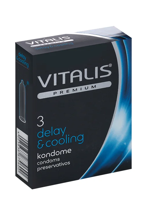 Презервативы Vitalis Premium delay and cooling с охлажд эффектом ширина 53 мм 3 шт
