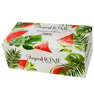 Салфетки ЭлараHOME Сочный арбуз бумажные 2-слойные в картонной коробке 200 шт (4640014202630)